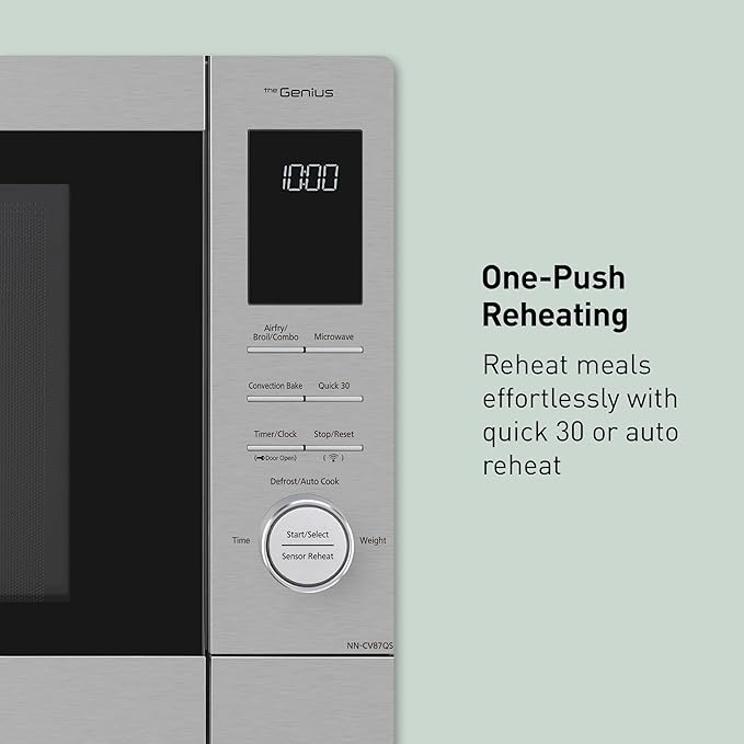 Panasonic HomeChef Connect Microwave Oven, Smart Multi Oven, Connected App for Automated Meal Prep, 4 Cooking Modes, Air Fryer, Convection Bake, FlashXpress Broiler, 1000W, 1.2 cu. Ft. - NN-CV87QS