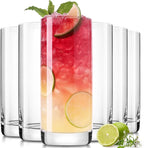 LUNA & MANTHA Highball Glasses Set of 6, 13 OZ Drinking Glasses, Lead-Free Crystal Water Glass, Tall Glass Cups for Cocktail, Tom Collins, Mojito, Mixed Drink, Kitchen and Bar Glassware