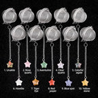 5 Pcs Tea Filter Stainless Steel with Star Crystal Energy Stone Tea Strainers with Fine Mesh Extend Chain Hook Tea Ball Infuser for Loose Tea Leaves Spices Seasonings