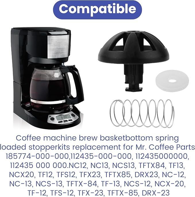 Coffee Maker Brewing Basket Spring Loaded Stopper Replacement Kit, 990117900 990237500 Replacement Parts Fits for Mr. Coffee, Black and Decker, Hamilton Coffee Maker(2 Pack)