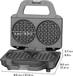 SugarWhisk 4 Inch Double Mini Waffle Maker Machine, Chaffle Maker, Waflera Electrica, Small Waffle Iron for Waffles, Keto Chaffles, Hash Browns, Cookies, Grey