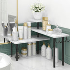 Homode Bathroom Counter Corner Shelf, 3 Tier Kitchen Countertop Organizer for Over The Sink, Make Up, Dresser Table, White Marble