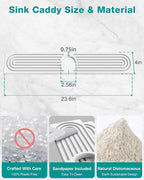 Stone Faucet Mat for Kitchen Sink, Diatomite Sink Protectors - Prevent Moisture Drying Stone Tray Fit Kitchen Counter & Bathroom Counter (White, 23.6" x 4")