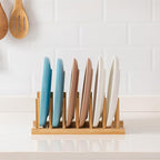 HBlife Bamboo Dish Plate Bowl Cup Book Pot Lid Cutting Board Drying Rack Stand Drainer Storage Holder Organizer Kitchen Cabinet（Keep Dry）