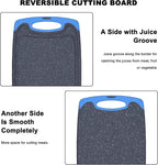 Plastic Cutting Board, 3 Pieces Dishwasher Safe Cutting Boards with Juice Grooves, Easy Grip Handle, Non-Slip, with Grinding Area for Grinding Garlic and Ginger（blue）