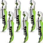 6 Pieces wine key wine opener Professional Waiter Corkscrews Stainless bottle opener Fold Serrated Foil Cutter Key for Family, Company Party,Bars,Restaurants(green)
