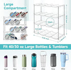 Stackable Water Bottle Organizer, Large Compartment Water Bottle Holder for Stanley 40 oz Tumbler, Kitchen Storage Organizer for Stanley Cup Accessories, Tumbler Organizer Wine Rack - Hold 16 Bottles