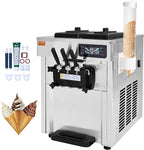 VEVOR Commercial Ice Cream Machine, 18-28 L/H Yield, 1850W 3-Flavor Countertop Soft Serve Ice Cream Maker, 2 x 5.5L Stainless Steel Cylinder, LED Panel Auto Clean Pre-cooling, for Restaurant Bars