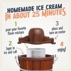 Nostalgia Electric Ice Cream Maker With 6 Qt Capacity - Old Fashioned Ice Cream Machine Makes Frozen Yogurt or Gelato in Minutes- Vintage Wooden Style Ice Cream Maker with Aluminum Canister- Dark Wood