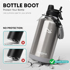 Swigina [2-IN-1 LID] 64 oz Insulated Water Bottle with Silicone Boot (48hrs Cold/24hrs Hot) - DIY Stickers, Leakproof, BPA Free, Half Gallon