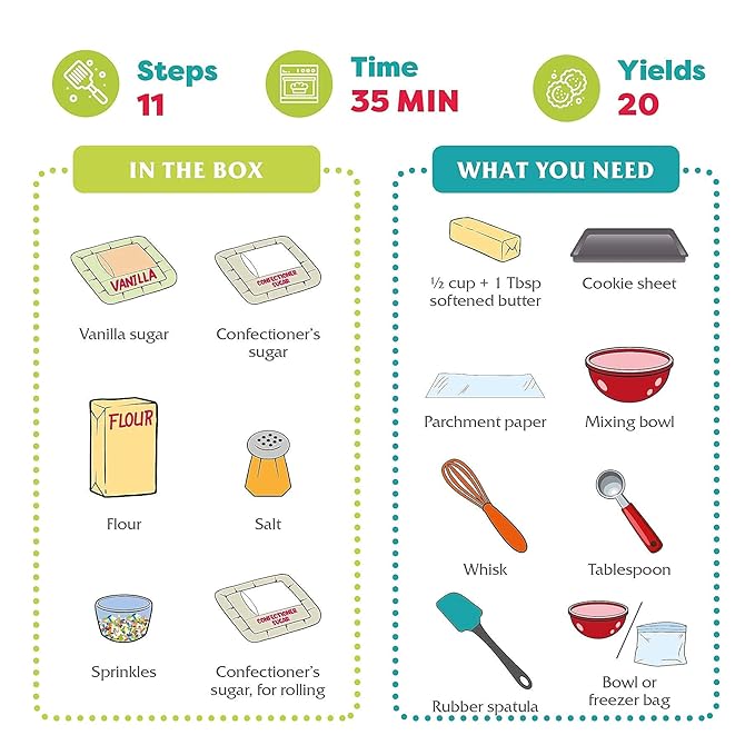 Baketivity Kids Baking Set, Meal Cooking Party Supply Kit for Teens, Real Fun Little Junior Chef Essential Kitchen Lessons, Includes Pre-Measured Ingredients (Baketivity Kit, Snowball)