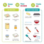 Baketivity Kids Baking Set, Meal Cooking Party Supply Kit for Teens, Real Fun Little Junior Chef Essential Kitchen Lessons, Includes Pre-Measured Ingredients (Baketivity Kit, Snowball)