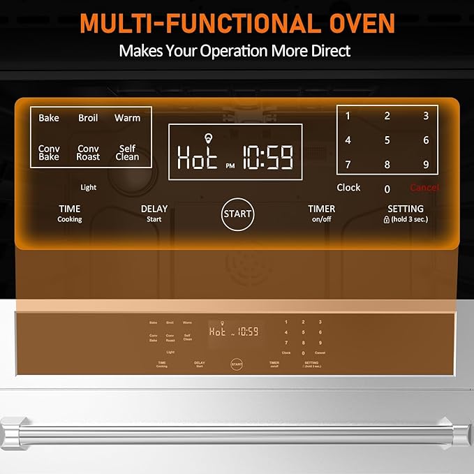 30 Inch Single Wall Oven, 4.8 Cu.Ft. Electric Convection Wall Oven, 3800W Built-In Electric Ovens with Broil Bake Roast Function, Stainless Steel Finish, Touch Control, Silver