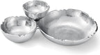 3 Cluster Decorative Bowls Bright Silver Snack Tray Bowl Chip & Dip Serving Piece Strong Brass Centerpiece Beautiful Room Accent & Entertaining Parties Home Decor Wedding Gifts 14.6 Inch Decorative