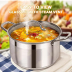 Kirecoo Stainless Steel Stock Pot - 12 Quart Heavy Duty Stock Cooking Pot with Visible Lid for Pasta, Soup, Spaghetti, Nonstick Thick Bottom Big Stockpot, Cookware for Canning, Boiling, Simmer