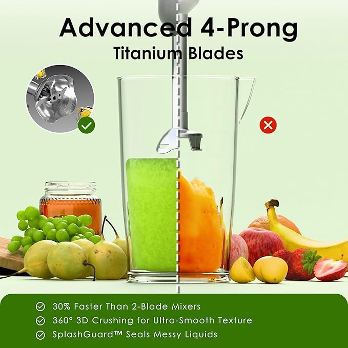 Cordless Immersion Hand Blender, 5-in-1 Variable Speed blender handheld,Rechargeable with 2000mAh Battery, BPA-Free & Dishwasher-Safe Accessories:700ml Beaker,Chopper,Whisk & Milk Frother,Ink