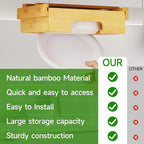 Paper Plate Dispenser Under Cabinet - 10 Inch Bamboo Paper Plate Dispenser, Kitchen Counter Vertical Holder Organizer Countertop Caddy (10 Inch Natural)