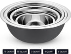 WHYSKO Stainless Steel Mixing Bowl Set, 10 Piece Stainless Steel Mixing Bowls with Lids Set for Food Prep Storage and Serving, Dishwasher Safe for Kitchen Baking Cooking, Grey
