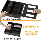 SpaceAid Bag Storage Organizer for Kitchen Drawer, Bamboo Organizer, Compatible with Gallon, Quart, Sandwich and Snack Variety Size Bag (1 Box 4 Slots), Black