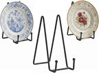 Plate Stands Holder - 3 Pack, Picture Frame Display for Bookcase, Photo on Table Top (Black, 8")