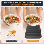 Silicone Trivet Mats 2 Heat Resistant Pot Holders Multipurpose Non-Slip Hot Pads for Kitchen Potholders, Drying mat, Jar Opener, Spoon Holder, Coaster.(Jet Black)