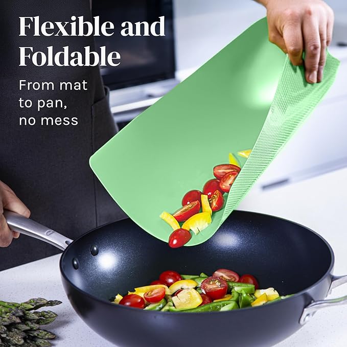 Cooler Kitchen Extra Thick Pastel Flexible Plastic Cutting Board Mats with Food Icons & EZ-Grip Waffle Back, (Set of 6) Dishwasher Safe. Cutting Boards for Kitchen, Cutting Mat, Plastic Cutting Boards