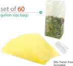 Keep it Fresh Produce Bags - 60 Reusable BPA Free Freshness Produce Bags & Twist Ties - Keeps Fruits, Veggies, and Flowers Fresher Longer