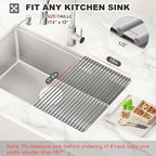 MERRYBOX Roll Up Dish Drying Rack, Over The Sink Dish Rack Foldable, Heat-Resistant, Anti-Slip Silicone Coated Steel Dish Drainer for Kitchen Sink, Multipurpose Roll Up Sink Drying Rack, 17.5" x 13"
