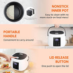 Rice Cooker Small,6-Cup (Uncooked) / 12-Cup (Cooked),6-in-1 Multi Cooker,Electric Smart Rice Cooker,Portable Non-Stick Rice Maker With Steamer Basket,12 Hours Timer Delay & Keep Warm Function