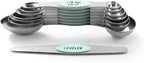 Spring Chef Stainless Steel Magnetic Measuring Spoons Set of 8 with Leveler, Nesting Metal Teaspoon & Tablespoon Measuring Spoons, Kitchen Gadgets for Baking & Cooking, Fits in Spice Jars - Mint