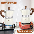 MORDEN MS Moka Pot - Stovetop Espresso Maker 3 Cup/5 OZ Italian Coffee Maker Camping Coffee Pot Manual Cuban Coffee Percolator for Cappuccino or Latte - White