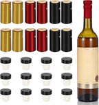 30 Pcs Wine Sealer for Wine Bottles - Bottle Sealer for Cruise, Plastic Heat Shrink Cap & Polymer Stopper with Plastic Top