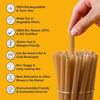 100% Biodegradable Individually Wrapped Cocktail Stirrers – 300 PCS of 5.50 Inches Premium Quality Disposable Coffee Stirrers, Best Biodegradable Stirrers for All Drinks – By The Veggie Straws
