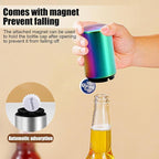 Beer Bottle Opener Destapadores de Cerveza Automatic Bottle Opener Bottle Cap Opener, Down-Pop Off Beer Bottle Opener with Magnetic Cap Catcher, Cool Bartender Tools, Men Beer Gift （Color）
