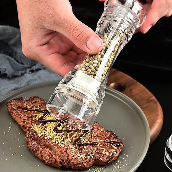 Pepper Mill, Pepper Grinder Set, Transparent Acrylic Body Refillable Mills 1pcs, Adjustable Salt Grinder Shaker for Home,Kitche,Exquisite Appearance also Suitable for Restaurant Decoration