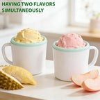 Pukomc Ice Cream Maker Machine for Home Use, with Two Ice Cream Bowls,Simple Operation and Easy to Clean,White Green