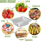 WANBAO 50 PACK 8.3"x6.2" Disposable Tin Foil Pans with Lids 2.25LB Aluminum Pans To Go Containers for Cooking, Baking, Catering Party Meal Prep, Take Out, Freeze