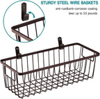 Farmhouse Metal Wire Bin Basket with Handle - Small, 4 Pack - Rustic Home Storage Organizer for Cabinets,Pantry,Closets,Cupboards, Shelves,Countertops,Bathroom Vanity,Kitchen,Bedroom (Bronze)