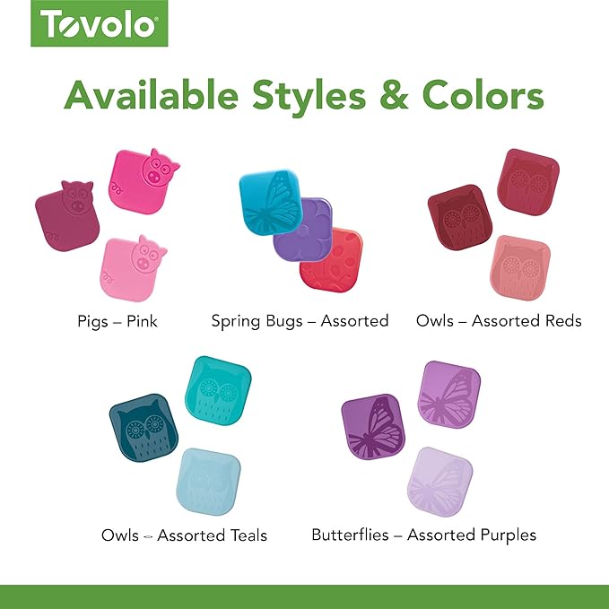 Tovolo Pan Scraper Tool Set of 3 Owl Shaped for Cleaning Scraping & Food Removal Nonstick Cookware Cast Iron Dishes, Dishwasher Safe BPA Free Sturdy Plastic Scraper Kitchen Tool, Assorted Teals
