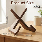 4 PCS Plate Stand for Display, 6.5 Inch Bowl Display Stands Wooden Plate Stand Pine Decorative Plates Holder for Plates, Bowls, Photos-6.5" H X 4.72" W X 8.27" D (For Items Under 13.8" In Depth)
