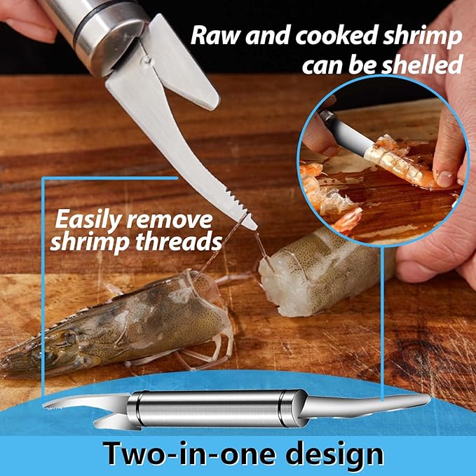 3 Shrimp Deveining Tool, FRIVASTIC Shrimp Peeler Cleaner, Tow-In-One Shrimp Line Knife, Stainless Steel Shrimp Line Knife, Stainless Steel Crawfish Peeler Tool, Shrimp Threader Fishing Line Remover