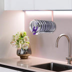 Tumbler Lid Organizer, Horizontal Tumbler Lid Storage Hook Up to 10 Lids, Space Saving Cup Lid Holders Under Cabinet Tumbler Lid Hook for Kitchen Organizer and Storage, Paper Towel Rack Hanger (Pink)
