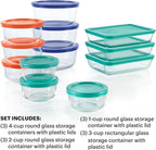 Pyrex Simply Store (12-Pack) Glass Food Storage Containers Set, (1, 2, & 3 Cup) Meal Prep Containers with Plastic BPA-Free Lids, Dishwasher & Microwave Safe