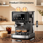 Espresso Machine 15 Bar Compact Electric Coffee Maker with Milk Frother for Latte & Cappuccino, Expresso Coffee Machines, Removable Water Tank, Ideal for Home and Office Use - Cafetera Espresso