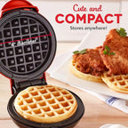 Dash Mini Waffle Maker- Compact Electric Iron for Creative Homemade Treats - PTFE nonstick surface - Easy-to-Clean - Perfect for Kids & Families - Red,(Pack of 6)