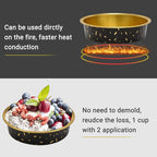 Beasea Mini Aluminum Pie Pans with Lids, 100 Pack 4” 8oz Black Gold Baking Pie Foil Tins Small Round Tart Cups Containers for Individual Cupcake Muffin Cheesecake Dessert Ramekins Quiche Oven Dishes