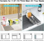YQh Retractable Sink Drain Rack, 304stainless Steel Expandable Sink Storage Rack, Adjustabl Kitchen Sponge Drying Rack, soap Rack, Breathable Drainage (Adjustable Length 14in-18in)