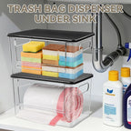 Trash Bag Dispenser, Trash Bag Holder Dispenser with Bamboo Top, Extra Large Garbage Bag Holder Dispenser Trash Bag Organizer Under Sink for Kitchen, Pantry, Laundry Room