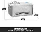 Waring Commercial WCIC20 2 Quart Capacity Ice Cream Maker with Built in Compressor, 180W, 120V, 5-15 Phase Plug