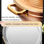 Stainless Steel Moroccan Tagine Pot, Large Moroccan Tajine Casserole with Cone-Shaped Lid, Non Stick Tagine Cooking Pot with 2 Handles(28cm/11in, Gold)